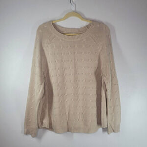 New York & Company Women's Crew Neck Knit Pullover Sweater Beige Size XL